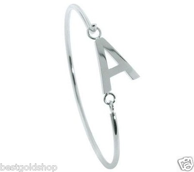 QVC Steel by Design Block Initial Bangle Bracelet One Size Fits All Initial  A B