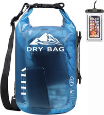 Dry Bag Waterproof 5L Roll Top Lightweight Dry Storage Bag Backpack with Phone C
