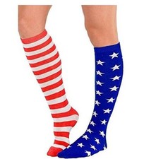Patriotic Knee High Socks - Red White Blue - Costume Accessory - One Size