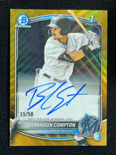 2025 1st Bowman Chrome Draft Brandon Compton Marlins CPA-BCO GOLD WAVE #d 35 /50