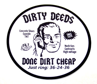 AC/DC Cut LARGE Sticker Decal Music Rock Band ''Dirty Deeds Done Dirt Cheap'' ACDC