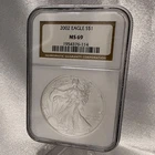 2002 1 oz .999 Fine American Silver Eagle NGC MS69 Brown Label [1G]