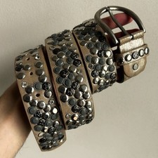 Studded Leather Belt Wide Rhinestone Rivet Punk Y2K Rock Glam Statement