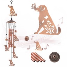 Dog Wind Chimes for Outside 35in Metal Pet Memorial Wind Bells Women/Men Birt...