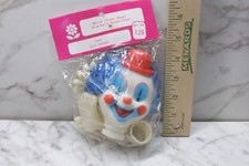 PLASTIC RED TOP HAT HAPPY CLOWN DOLL HEAD - HANDS - FEET PARTS Vintage New