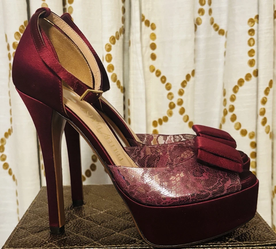 Tacones de aguja PALTER DELISO Ritz borgoña 5 pulgadas para mujer talla 36/5,5 Foto 3 de 4