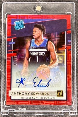 2020 Donruss Anthony Edwards Rated Rookie Choice Red Signatures /99 Ant Man Auto