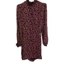 Sezane Palerme Dress Purple with Floral Print Size 42 or US 10 NEW
