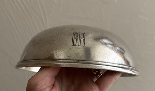 1951 C.B.&Q. Burlington Route Railroad Silver Soldered Toast Cover 6 1/2"