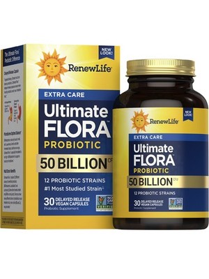 Ultimate Flora Probiotic | 50 Billion CFU | 30 Vegan Capsules | by Renew Life
