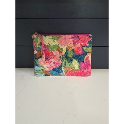 Vera Bradley Superbloom Floral  Pouch Quilted Zip Clutch Travel Makeup Bag