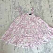 babyGap Girls Floral Sundress Sleeveless Pink White 6-12M Knee Length Tiered