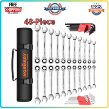 HORUSDY 48-Pc Ratcheting Wrench Set SAE/Metric 6–18mm & 1/4–3/4" Cr-V 72T