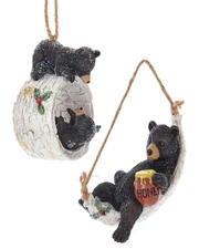 Kurt Adler Set Of 2 Little Bears Ornaments Blue Os