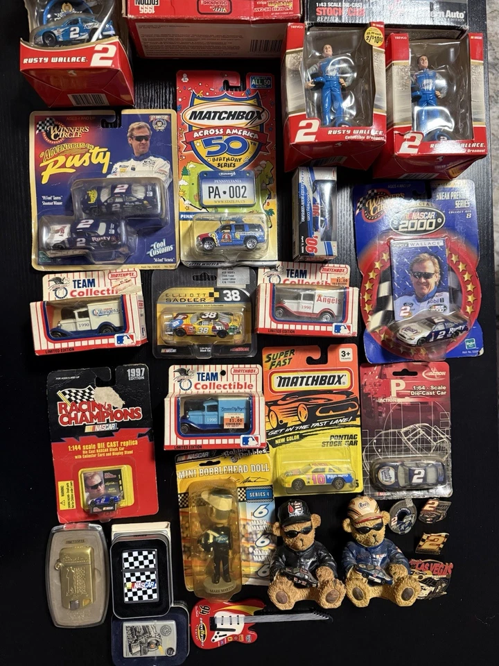 Vintage NASCAR Diecast Lot– Racing Champions, Matchbox Rusty Wallace Bobbleheads - Image 3 of 3