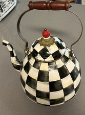 Mackenzie-childs Courtly Check Enamel Tea Kettle - 3 Quart