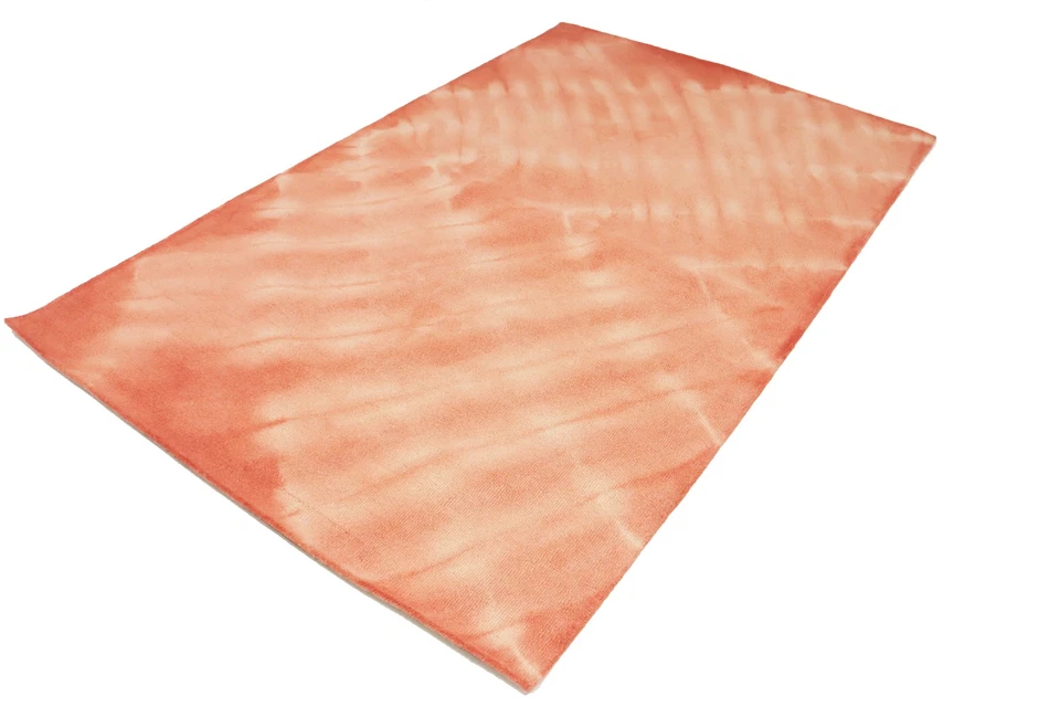 Alfombra moderna coral melocotón diseño tie-dye lana 5x8 acolchada a mano alfombra habitación niños Foto 4 de 4