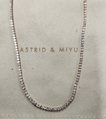 Astrid & Miyu 18K Rose Gold Plated Tennis Chain Necklace 15''+2.5''