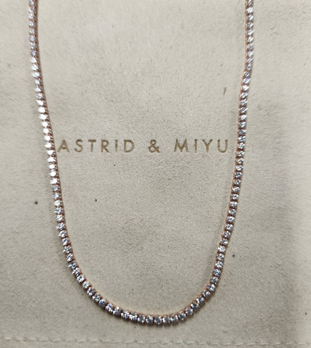 Astrid & Miyu 18K Rose Gold Plated Tennis Chain Necklace 15"+2.5"