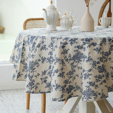 Pastoral round Tablecloth - 48 Inch Dia. Table Cloth - Washable Table Cover with