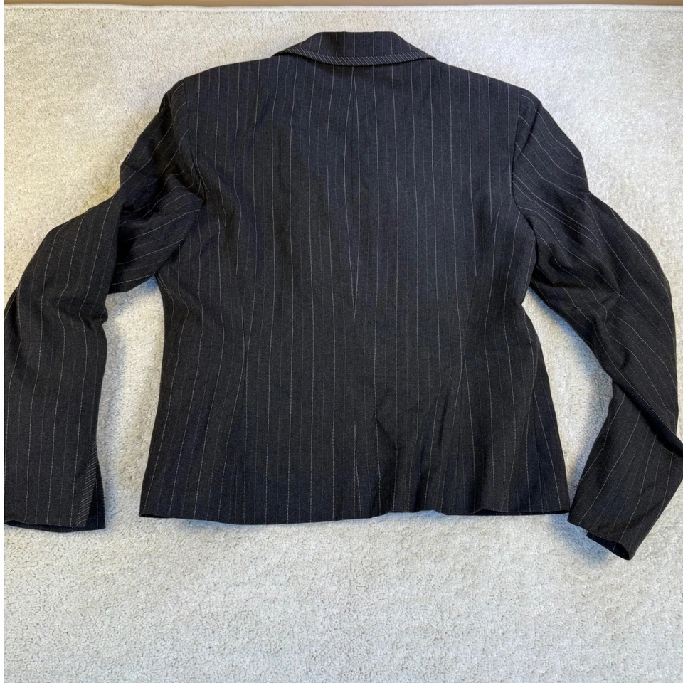 Женский блейзер Jones Wear с подкладкой размер 12 серый в тонкую полоску эластичный карьерный офис - Изображение 3 из 4