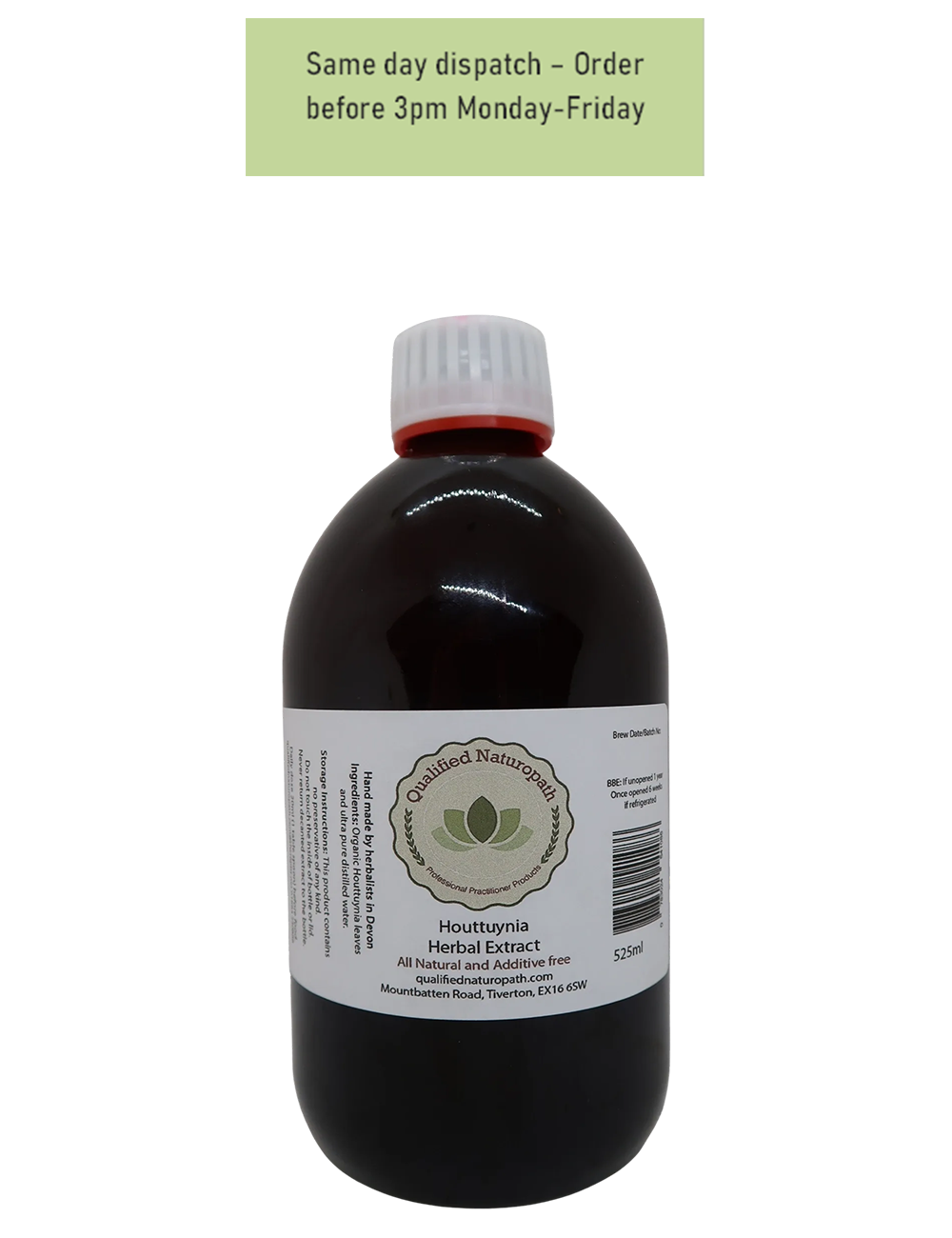Houttuynia Herbal Extract - 525ml - In Glass UV Resistant Bottle