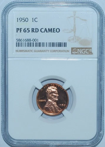 1950 NGC PR65RD CAM Cameo Red Proof Strike Lincoln Wheat Cent