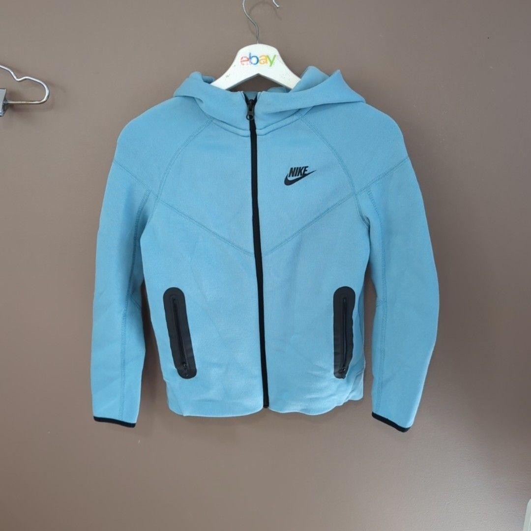 Nike Jacket Youth M Blue Fleece Hooded Full Zip Zip Pockets Athletic Winter