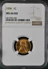 1936 1C RD  Lincoln Wheat One Cent NGC MS66RD   6813996-006