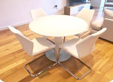dining table and 4 chairs white glass