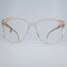 Vintage Oversized Peach Clear Eyeglass Frames Geometric Metal Temple 32662