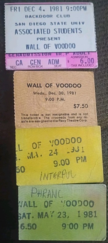 Wall Of Voodoo: Ticket Stubs (4) 1981