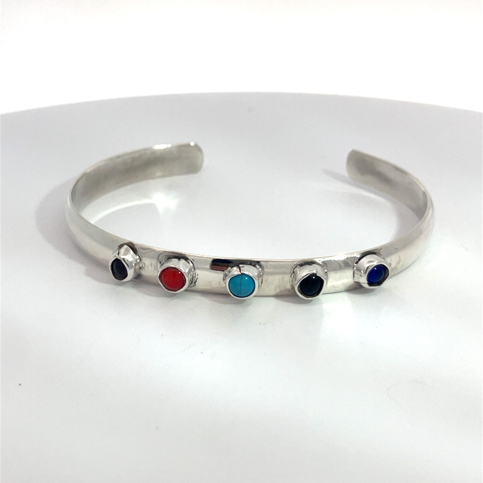 Sterling Silver Cuff with Multi-Colored Stones - image 1