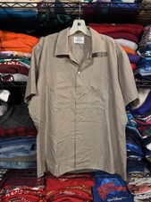 Vintage Arrow Shirt Mens Large Beige Solid Decton PermaIron Button Front USA 60s