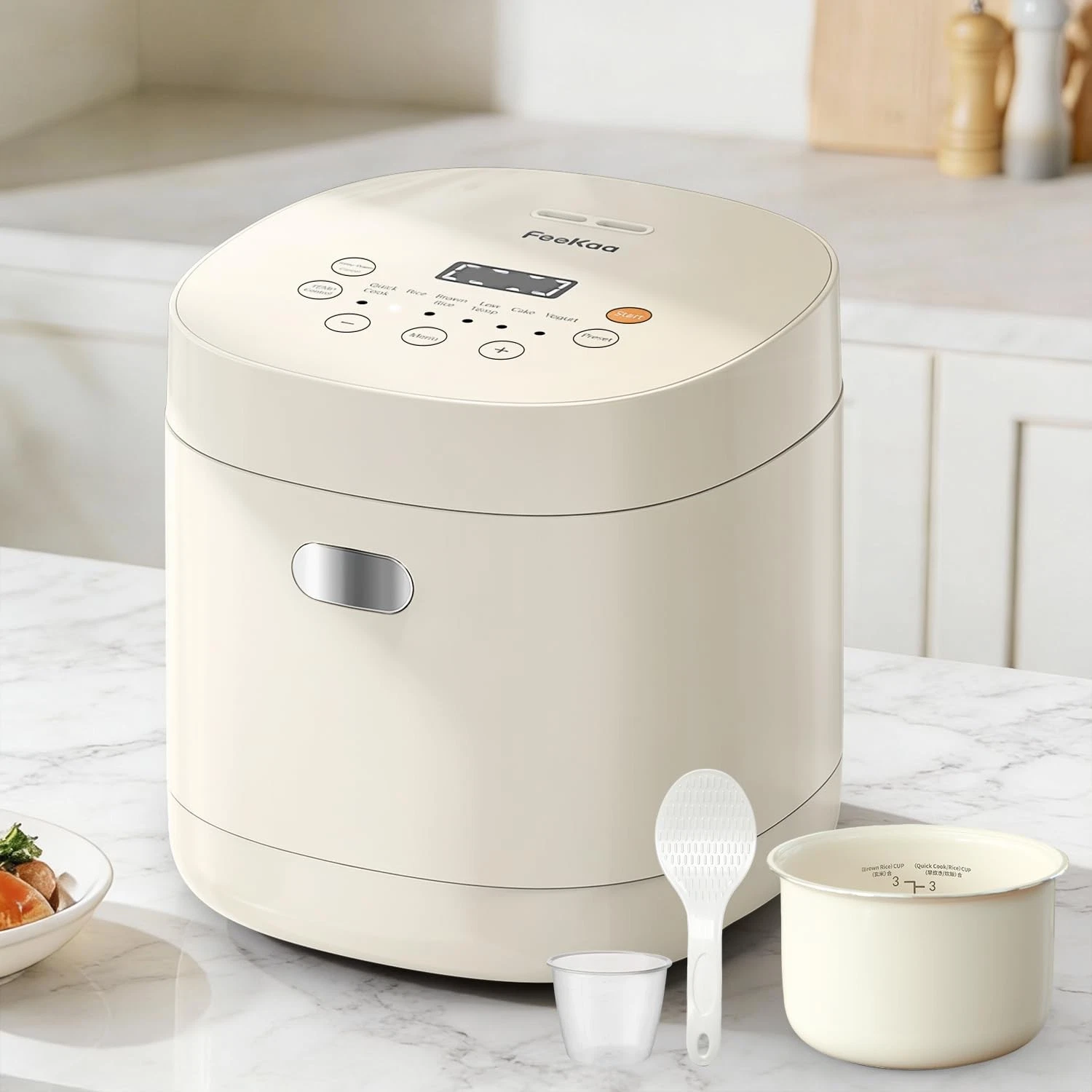 Rice Cooker Small, 3-Cup Uncooked / 6-Cup Cooked, Compact Mini Rice Cooker Sm...