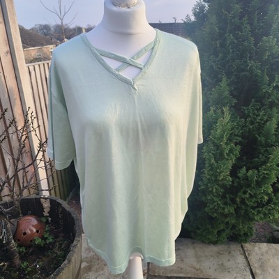 CANDA For C&A Mint Green jeweled short sleeve top size XL 16/18 Ladies Womens