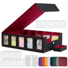 5-Row Trading Card Storage Box for Top Loaders 3900+Card Deck Case with Portable