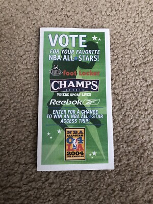 2004 NBA Basketball Champs All-Star Ballot Unmarked, LeBron, Kobe, Shaq, Malone