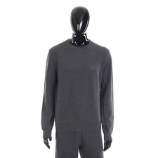BERLUTI 1880 Shadow Crewneck Sweater - Leather Logo Patch, Wool  Mulberry Silk