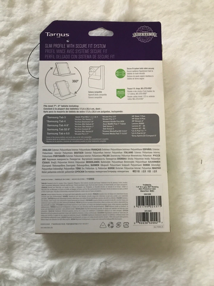 Targus Fit N Grip Case Protector Samaung Tab A E S2 Fits most 7-8in Tablet Black - Image 2 of 2