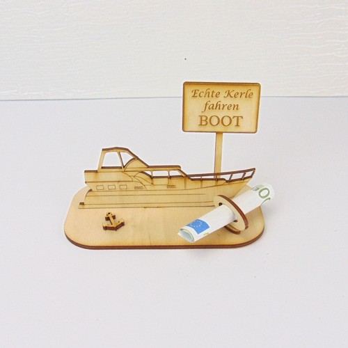 Geschenkidee Motorboot personalisierbare Dekoration oder Geldgeschenk - Bild 1 von 17