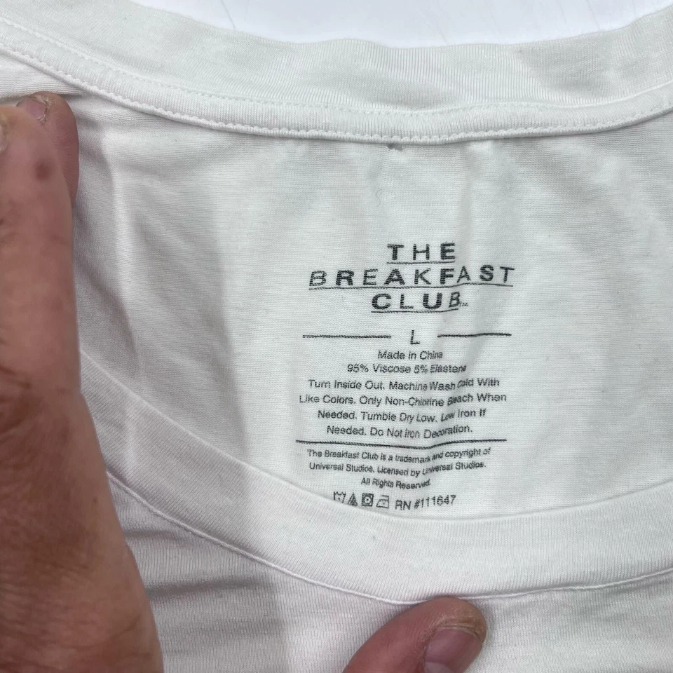 Camiseta para mujer The Breakfast Club talla L blanca mezcla de algodón gráfica impresión de película Foto 3 de 4