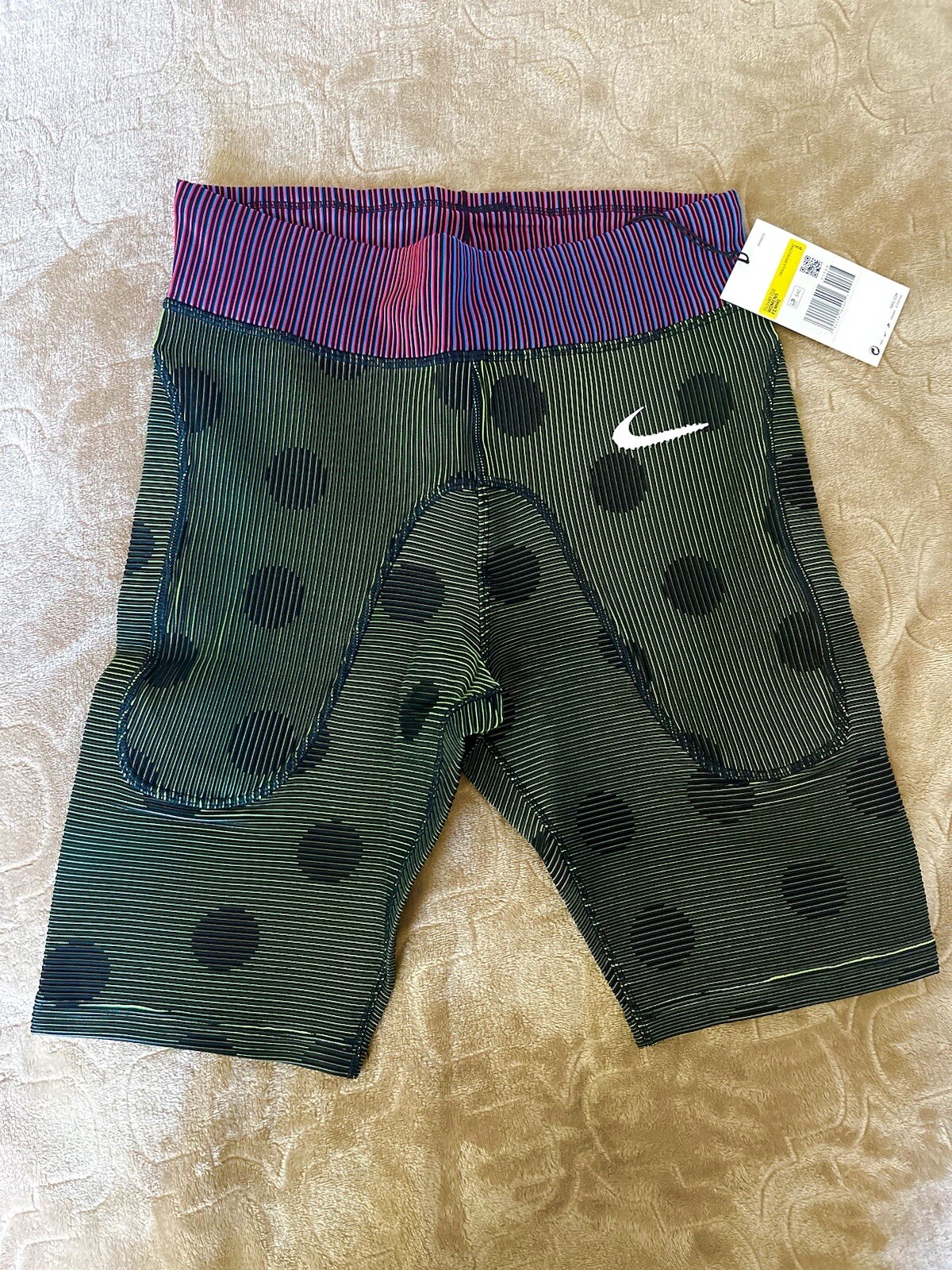 OFF WHITE X NIKE Pantaloncini Nike x Off White Dri Fit Performance Fit a costine a pois da bici atletica S