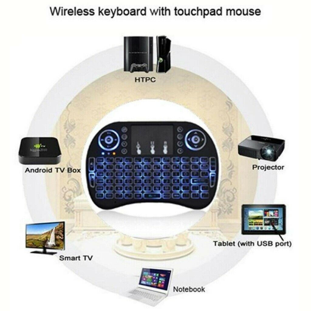Mini Wireless Tastatur i8 mit Multitouch Touchpad PC Smart TV LED RGB Keyboard