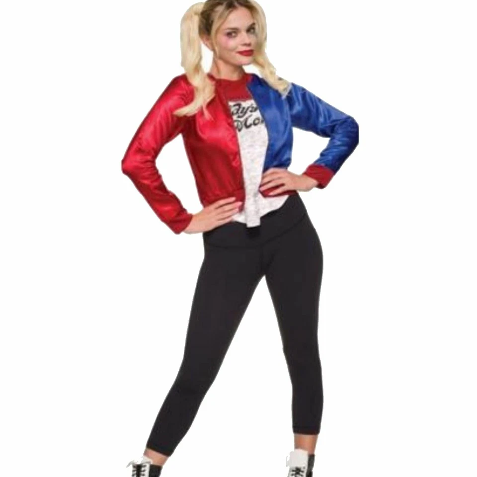Ladies Womens Suicide Squad Cosplay Metallic Harley Bikers Quinn  Bomber Jacket - Image 2 of 3
