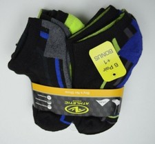 6 Pair Athletic Works Boys No Show Socks Shoe Size S 4 1/2 - 8 1/2 M 9-21/2 
