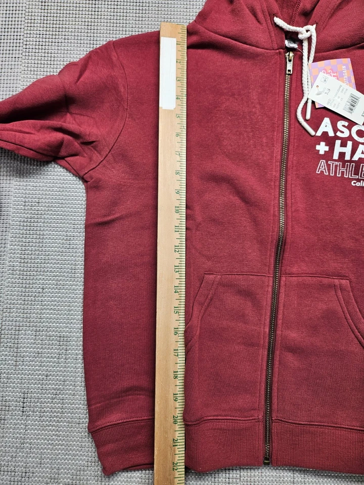 Ascot And Hart Athletics Women's Zip-up Graphic Hoodie Size XS Red - Image 4 of 4