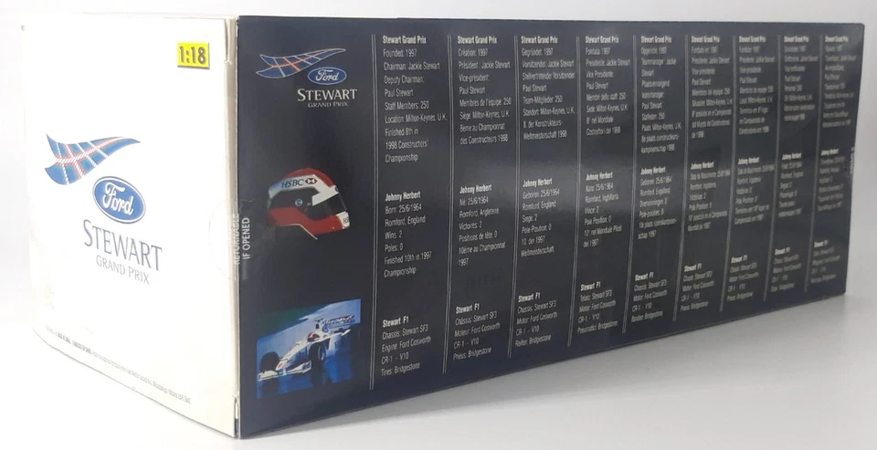 Ford F1 Stewart SF3 Johnny Herbert Scala 1:18 Mattel Hot Wheels racing - Immagine 3 di 4