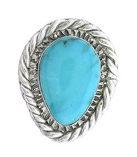 Vintage Handmade Casted Southwest Pure Sterling Silver Turquoise Cabochon Ring