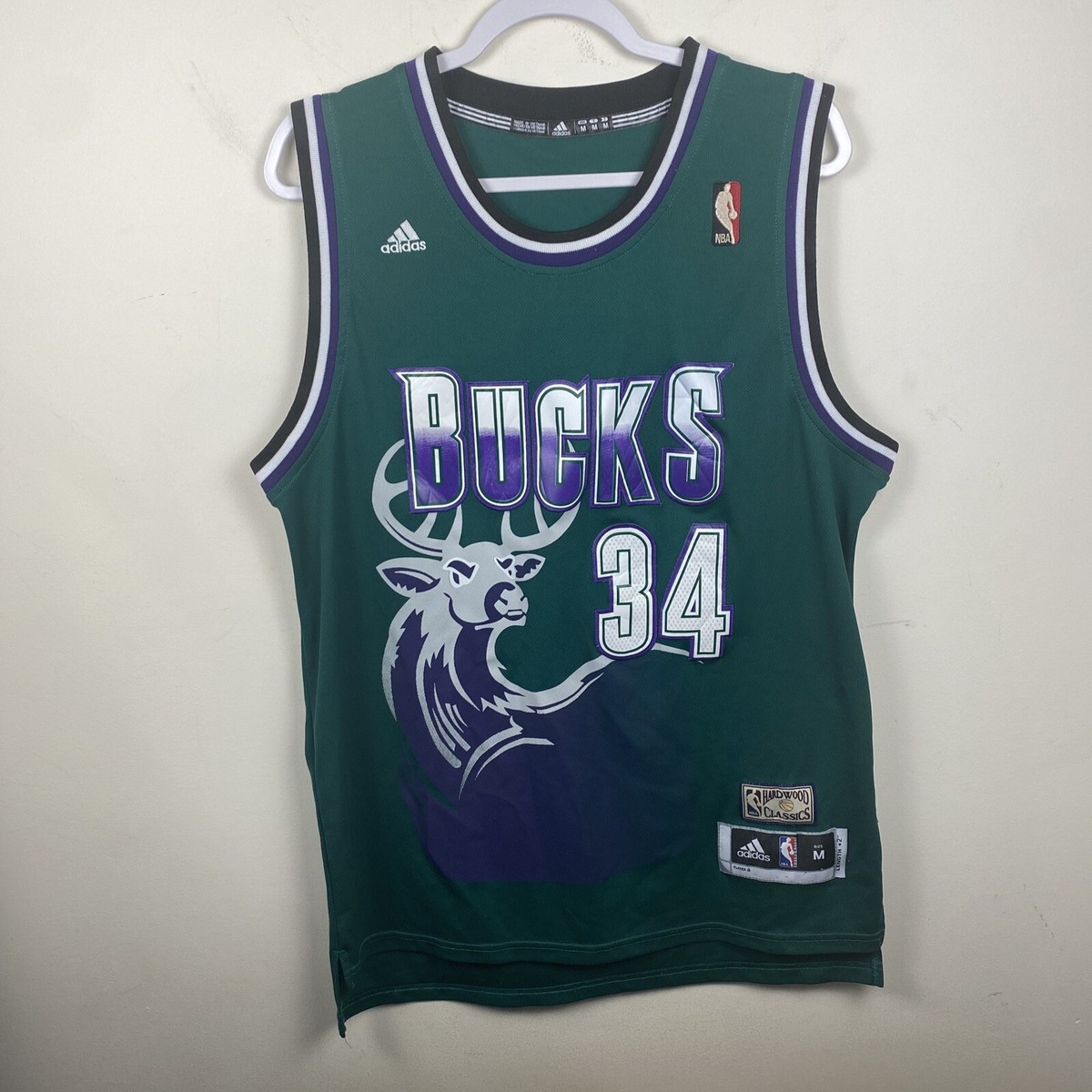 希少 公式 adidas NBA BUCKS レイアレン ユニフォーム 34番 Adidas Ray Allen No. 34 Milwaukee Bucks Basketball Jersey